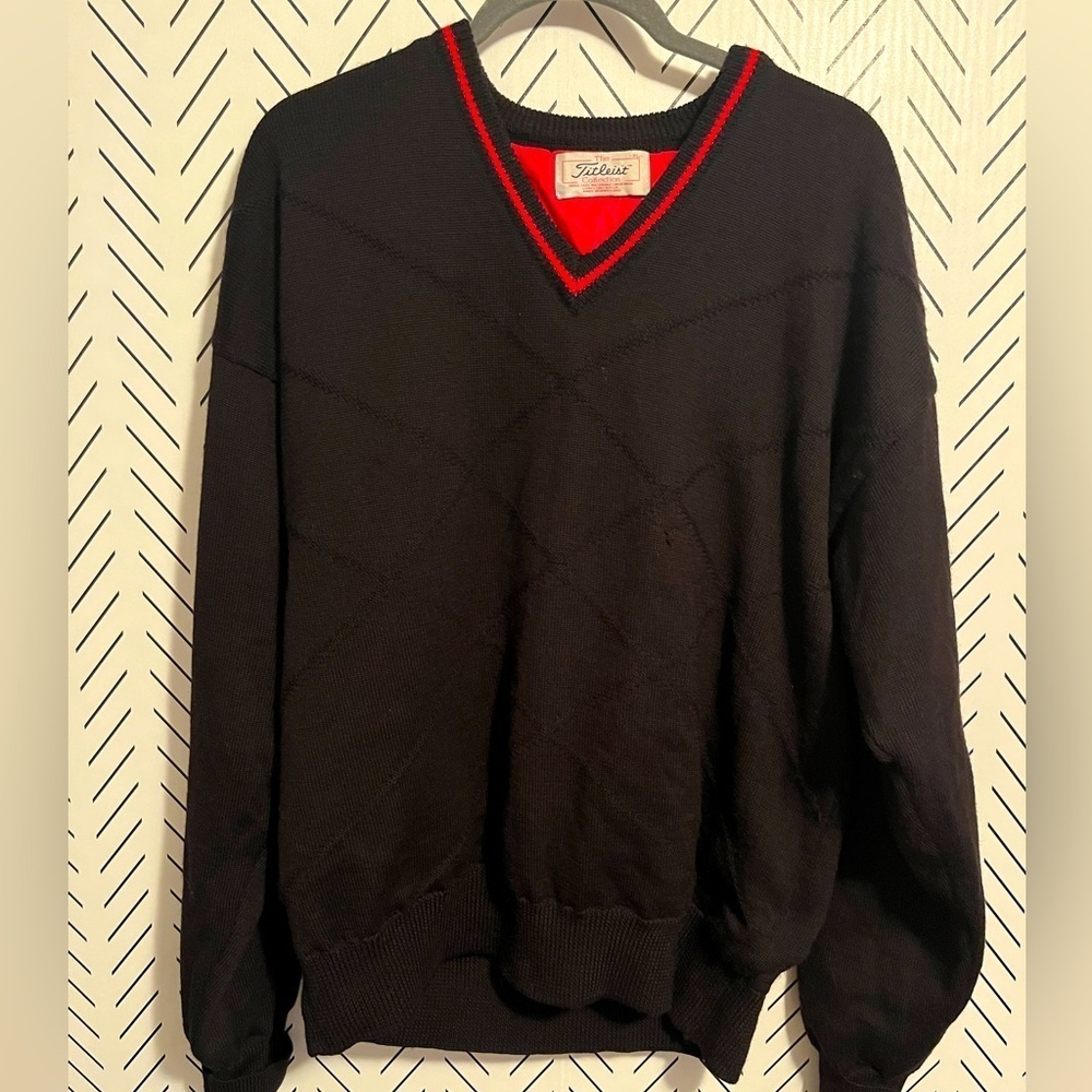 Vintage Titleist Corbin XCR Golf Sweater Men's XL Wool V Neck Long Sleeve